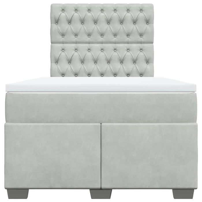 Pat box spring cu saltea, gri deschis, 120x190 cm, catifea - WALTI WALTI