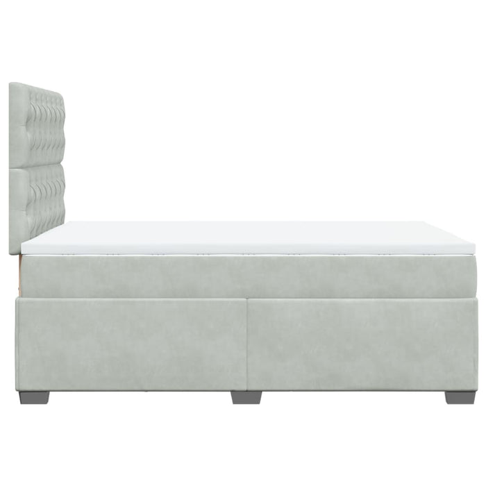 Pat box spring cu saltea, gri deschis, 120x190 cm, catifea - WALTI WALTI