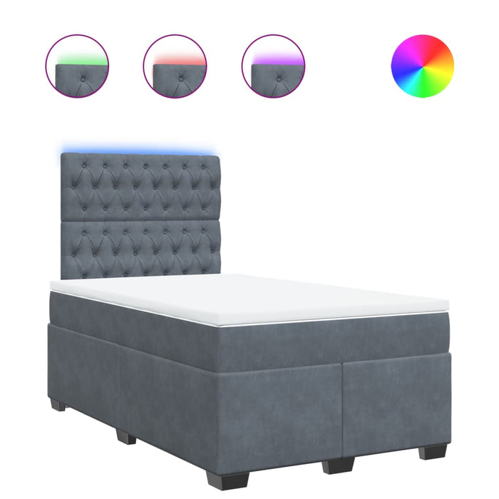 Pat box spring cu saltea, gri închis, 120x190 cm, catifea - WALTI WALTI