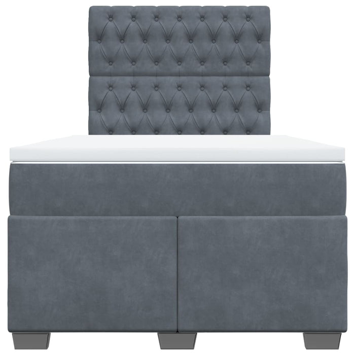 Pat box spring cu saltea, gri închis, 120x190 cm, catifea - WALTI WALTI