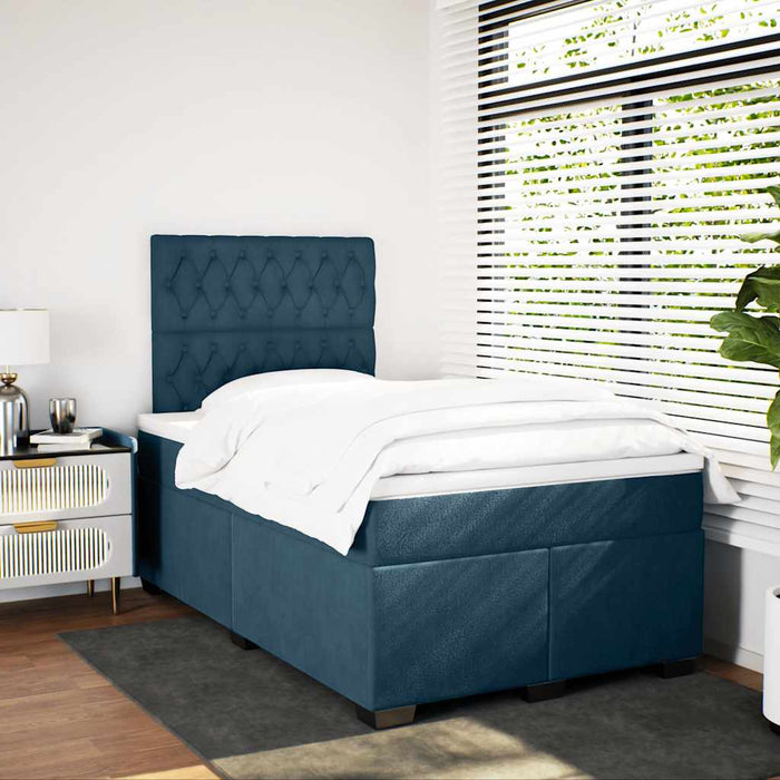 Pat box spring cu saltea, albastru, 120x190 cm, catifea - WALTI WALTI