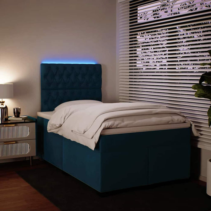 Pat box spring cu saltea, albastru, 120x190 cm, catifea - WALTI WALTI