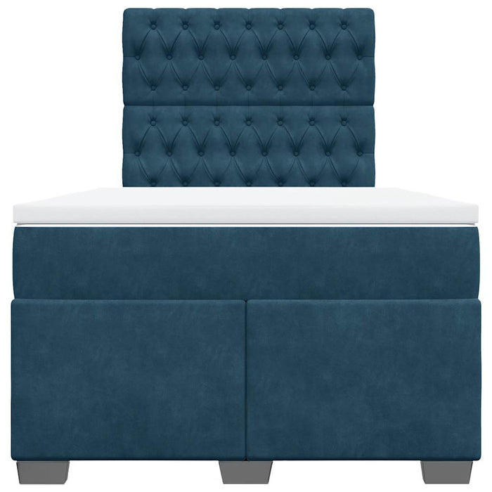 Pat box spring cu saltea, albastru, 120x190 cm, catifea - WALTI WALTI