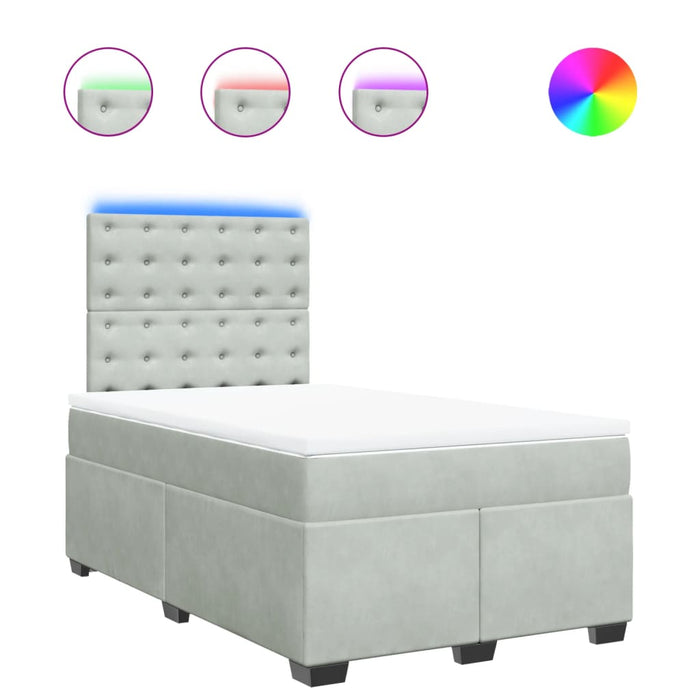 Pat box spring cu saltea, gri deschis, 120x190 cm, catifea - WALTI WALTI