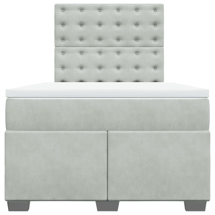 Pat box spring cu saltea, gri deschis, 120x190 cm, catifea - WALTI WALTI