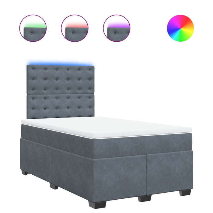 Pat box spring cu saltea, gri închis, 120x190 cm, catifea - WALTI WALTI