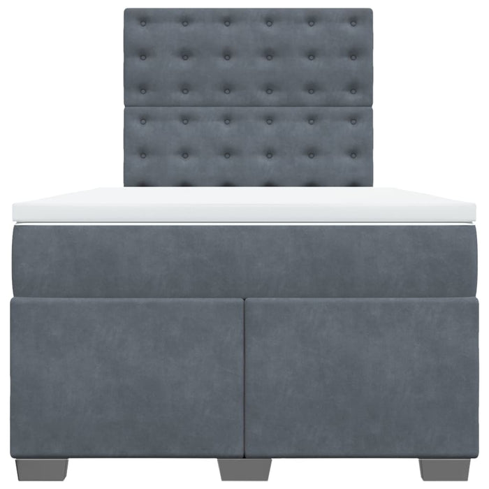 Pat box spring cu saltea, gri închis, 120x190 cm, catifea - WALTI WALTI