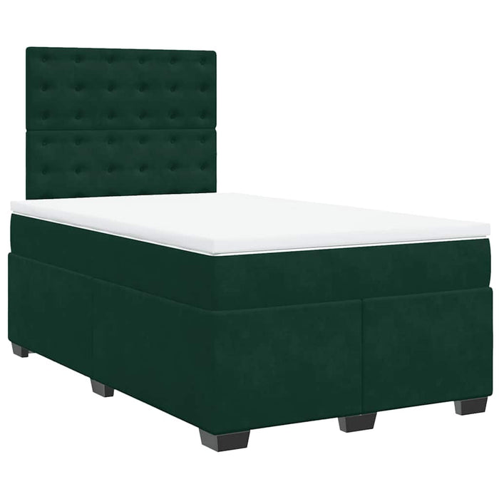Pat box spring cu saltea, verde închis, 120x190 cm, catifea - WALTI WALTI