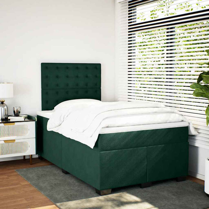 Pat box spring cu saltea, verde închis, 120x190 cm, catifea - WALTI WALTI