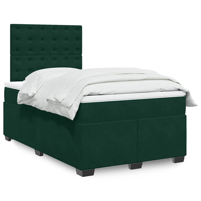 Pat box spring cu saltea, verde închis, 120x190 cm, catifea - WALTI WALTI