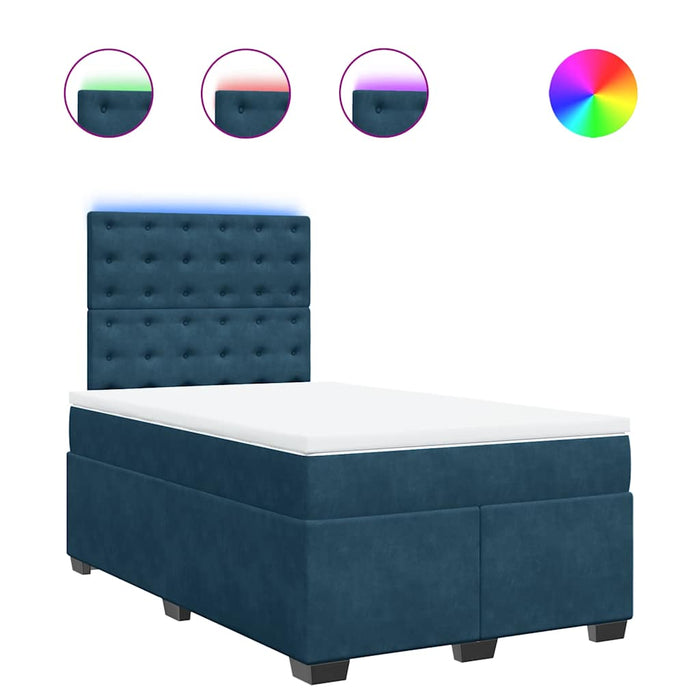 Pat box spring cu saltea, albastru, 120x190 cm, catifea - WALTI WALTI