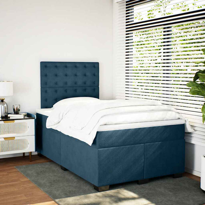 Pat box spring cu saltea, albastru, 120x190 cm, catifea - WALTI WALTI