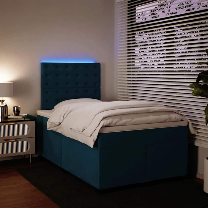Pat box spring cu saltea, albastru, 120x190 cm, catifea - WALTI WALTI