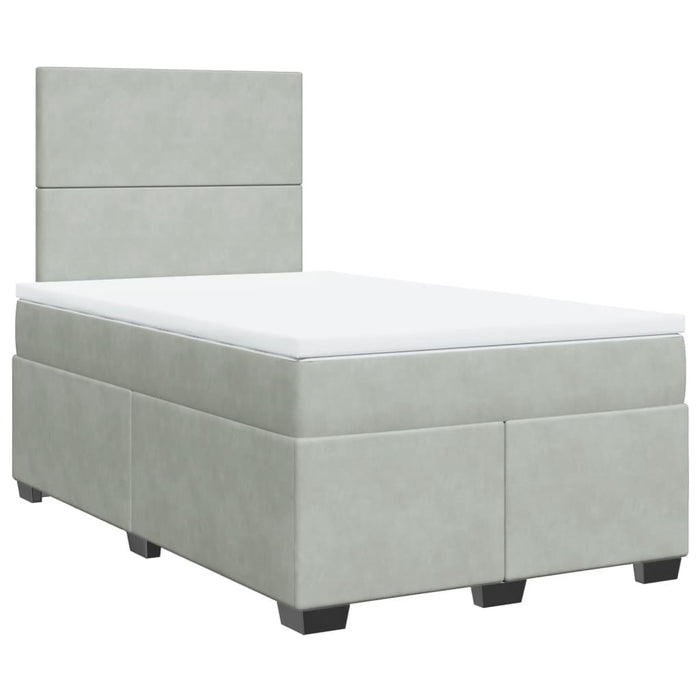 Pat continental cu saltea, gri deschis, 120x200 cm, catifea - WALTI WALTI