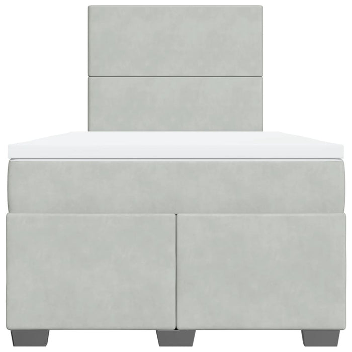 Pat continental cu saltea, gri deschis, 120x200 cm, catifea - WALTI WALTI
