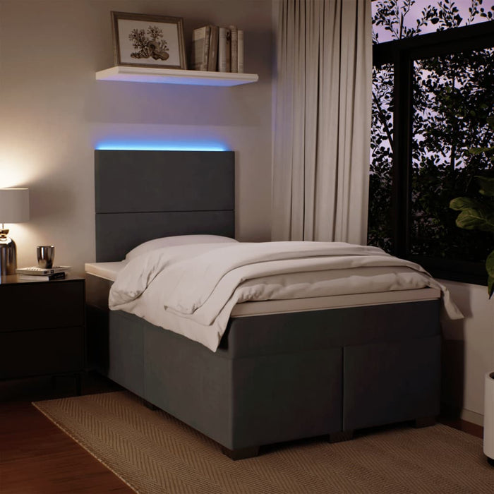 Pat box spring cu saltea, gri închis, 120x200 cm, catifea - WALTI WALTI