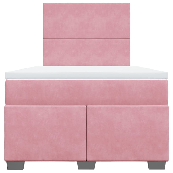 Pat box spring cu saltea, roz, 120x200 cm, catifea - WALTI WALTI