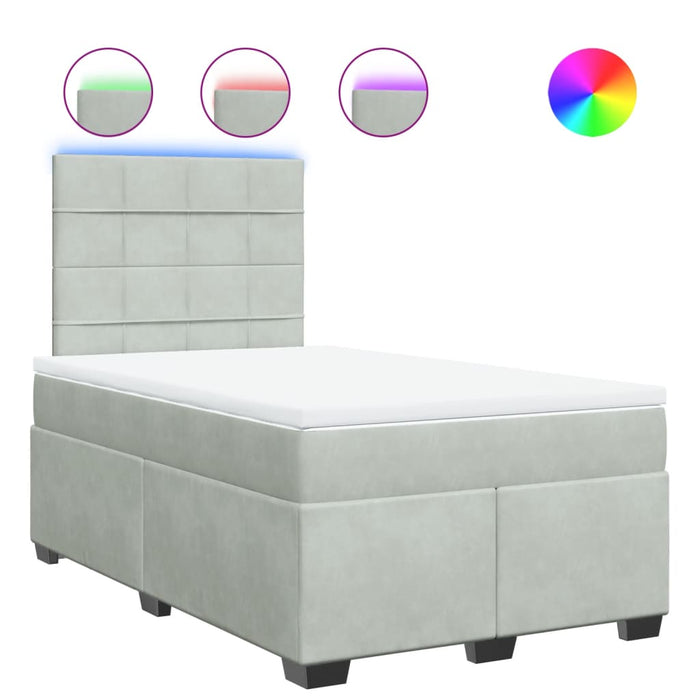 Pat continental cu saltea, gri deschis, 120x200 cm, catifea - WALTI WALTI