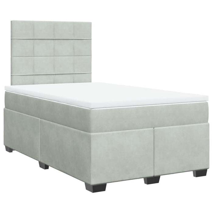 Pat continental cu saltea, gri deschis, 120x200 cm, catifea - WALTI WALTI