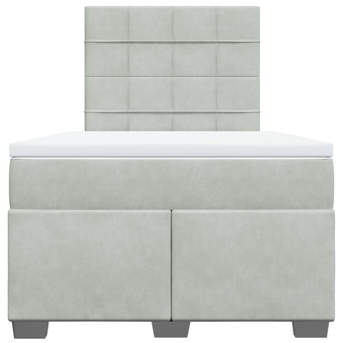 Pat continental cu saltea, gri deschis, 120x200 cm, catifea - WALTI WALTI