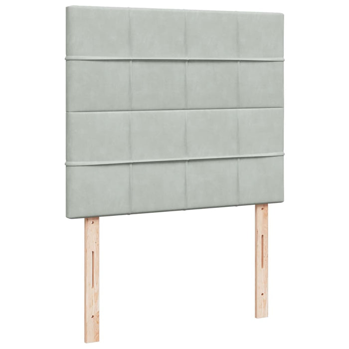 Pat continental cu saltea, gri deschis, 120x200 cm, catifea - WALTI WALTI