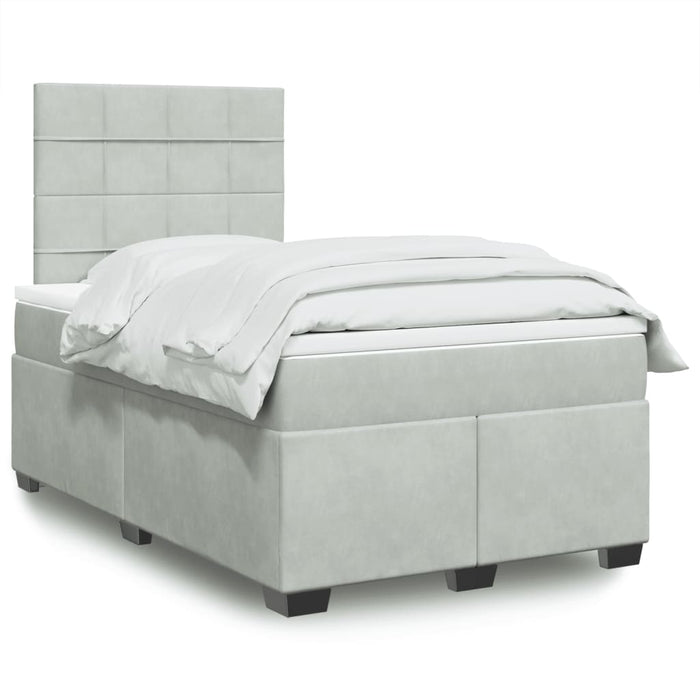 Pat continental cu saltea, gri deschis, 120x200 cm, catifea - WALTI WALTI