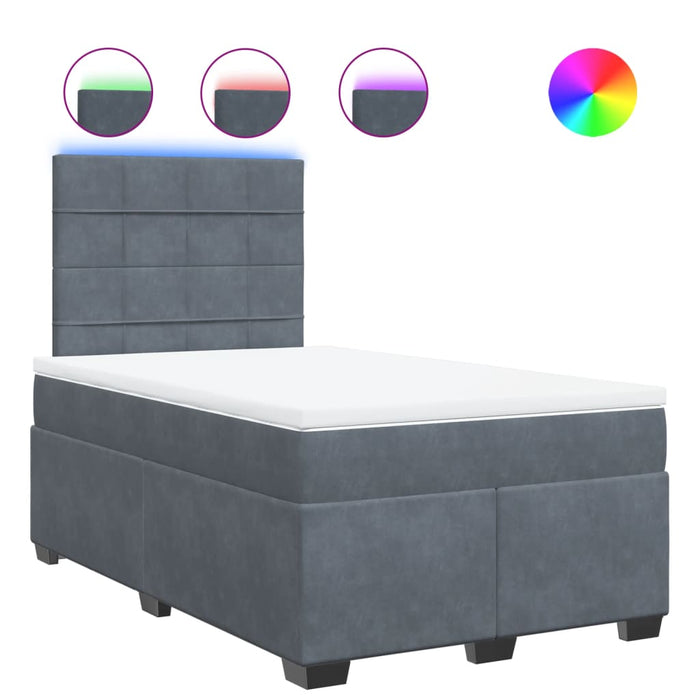 Pat box spring cu saltea, gri închis, 120x200 cm, catifea - WALTI WALTI