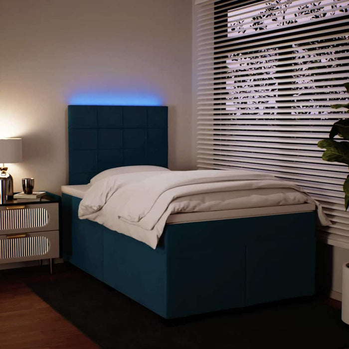 Pat box spring cu saltea, albastru, 120x200 cm, catifea - WALTI WALTI
