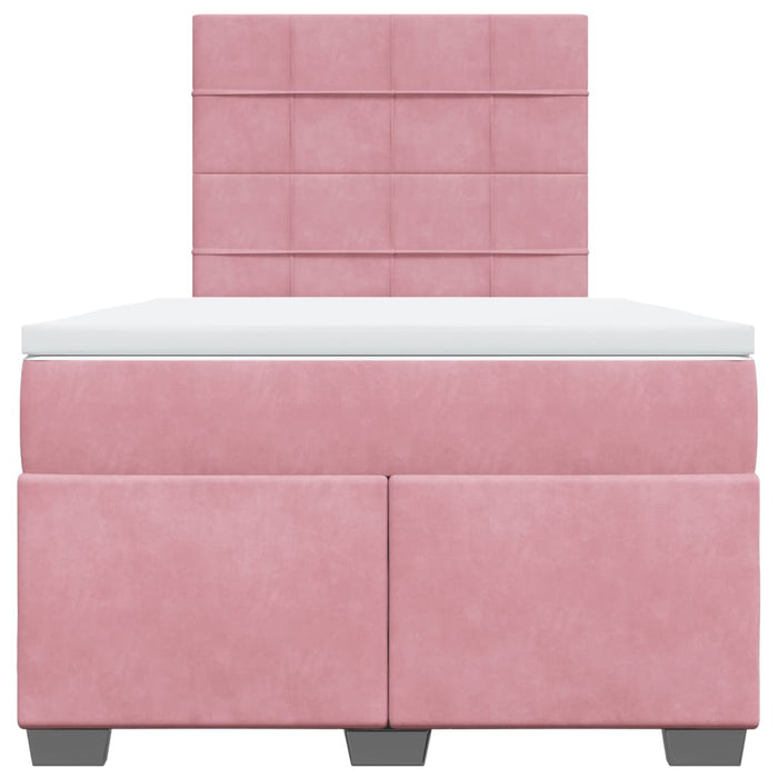 Pat box spring cu saltea, roz, 120x200 cm, catifea - WALTI WALTI