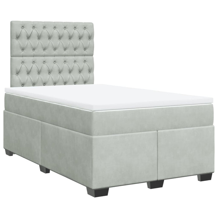 Pat continental cu saltea, gri deschis, 120x200 cm, catifea - WALTI WALTI