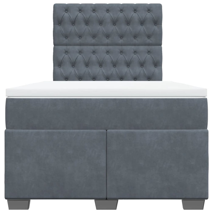 Pat box spring cu saltea, gri închis, 120x200 cm, catifea - WALTI WALTI