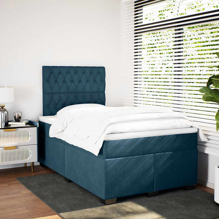 Pat box spring cu saltea, albastru, 120x200 cm, catifea - WALTI WALTI