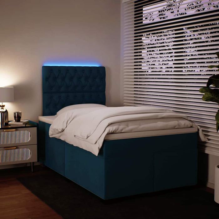 Pat box spring cu saltea, albastru, 120x200 cm, catifea - WALTI WALTI