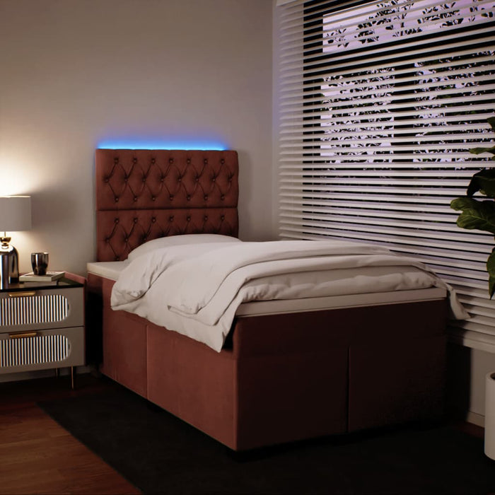 Pat box spring cu saltea, roz, 120x200 cm, catifea - WALTI WALTI