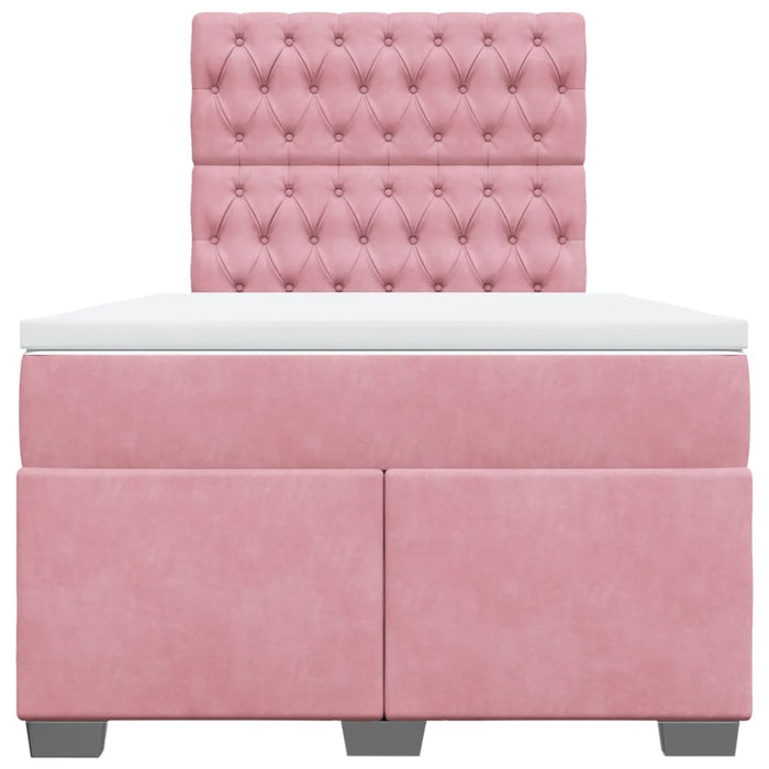 Pat box spring cu saltea, roz, 120x200 cm, catifea - WALTI WALTI