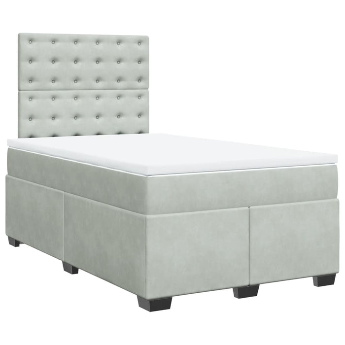 Pat continental cu saltea, gri deschis, 120x200 cm, catifea - WALTI WALTI