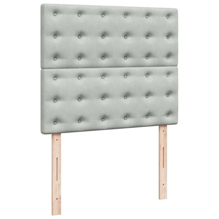 Pat continental cu saltea, gri deschis, 120x200 cm, catifea - WALTI WALTI