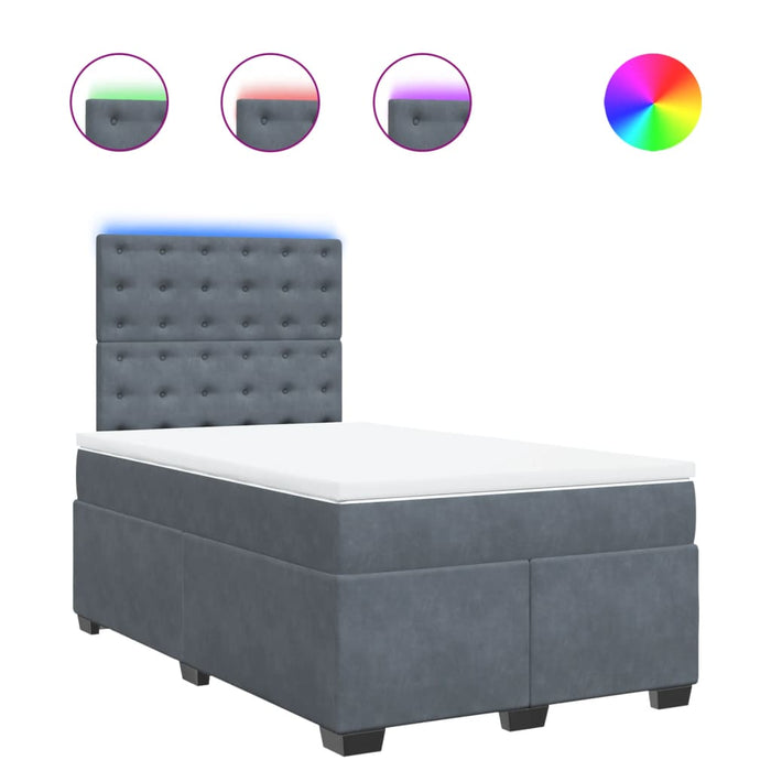 Pat box spring cu saltea, gri închis, 120x200 cm, catifea - WALTI WALTI