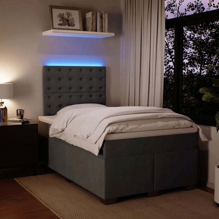 Pat box spring cu saltea, gri închis, 120x200 cm, catifea - WALTI WALTI