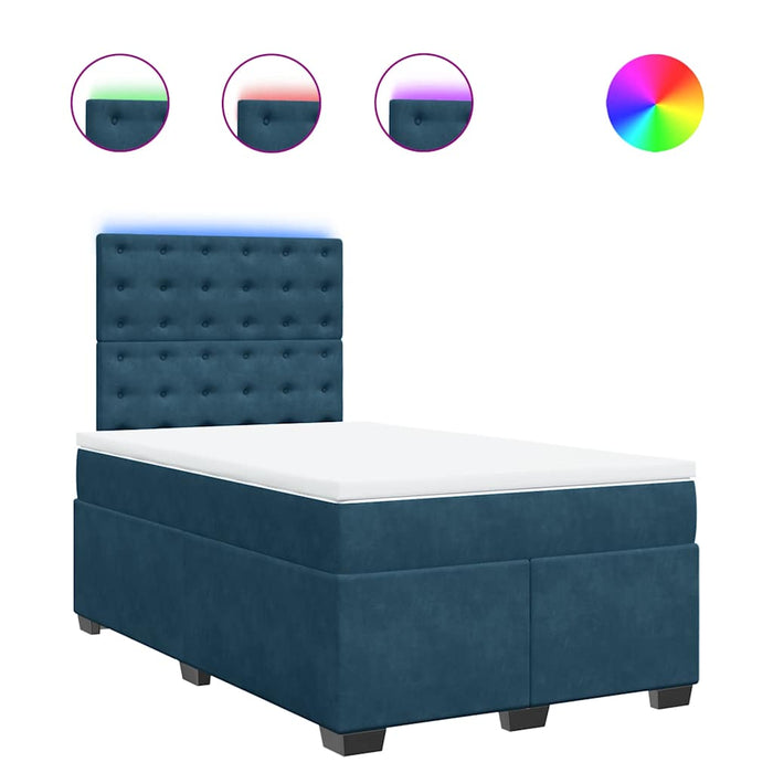 Pat box spring cu saltea, albastru, 120x200 cm, catifea - WALTI WALTI