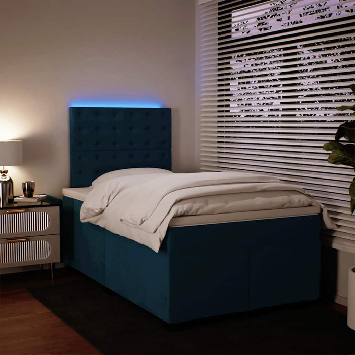 Pat box spring cu saltea, albastru, 120x200 cm, catifea - WALTI WALTI
