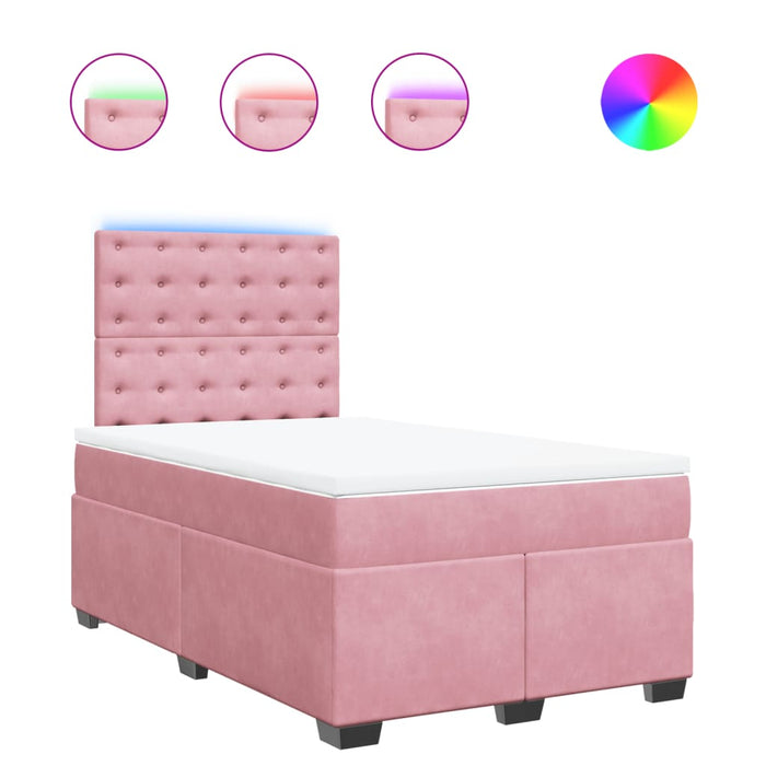 Pat box spring cu saltea, roz, 120x200 cm, catifea - WALTI WALTI