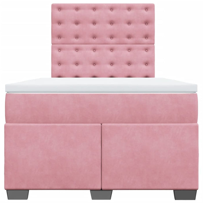Pat box spring cu saltea, roz, 120x200 cm, catifea - WALTI WALTI