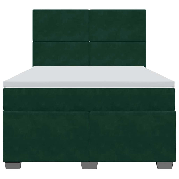 Pat box spring cu saltea, verde închis, 140x190 cm, catifea - WALTI WALTI