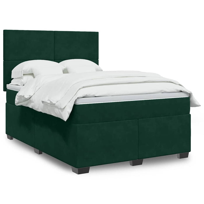 Pat box spring cu saltea, verde închis, 140x190 cm, catifea - WALTI WALTI