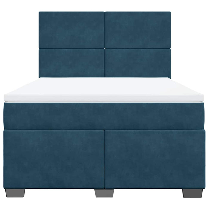 Pat box spring cu saltea, albastru, 140x190 cm, catifea - WALTI WALTI