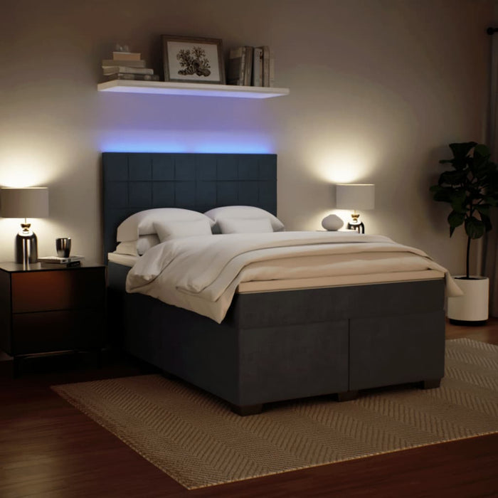 Pat box spring cu saltea, gri închis, 140x190 cm, catifea - WALTI WALTI
