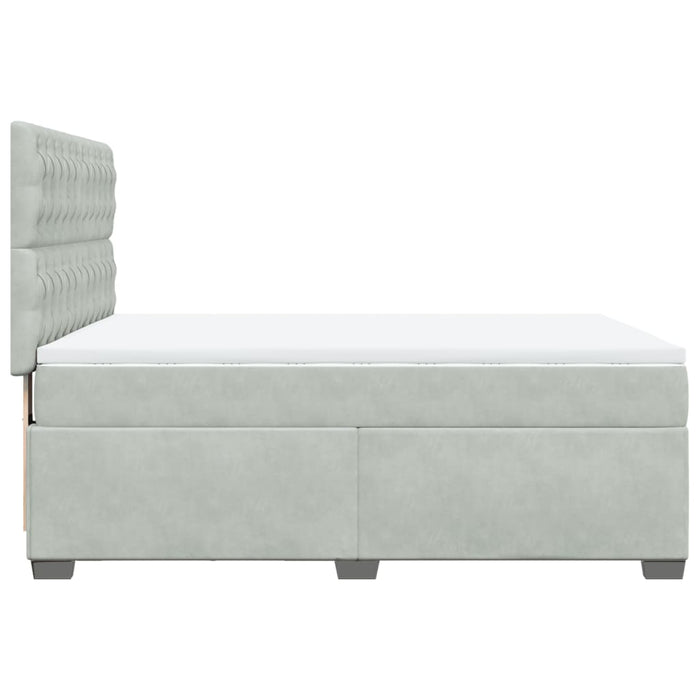 Pat box spring cu saltea, gri deschis, 140x190 cm, catifea - WALTI WALTI