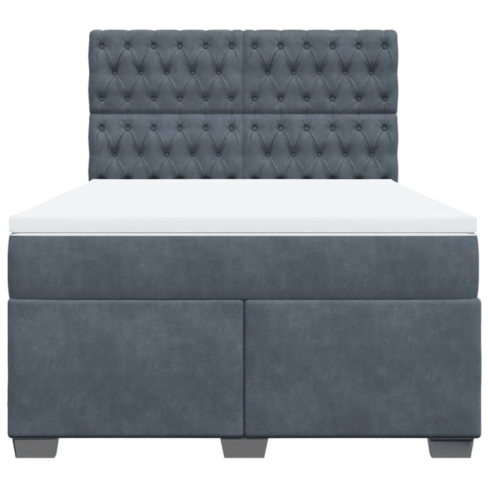 Pat box spring cu saltea, gri închis, 140x190 cm, catifea - WALTI WALTI