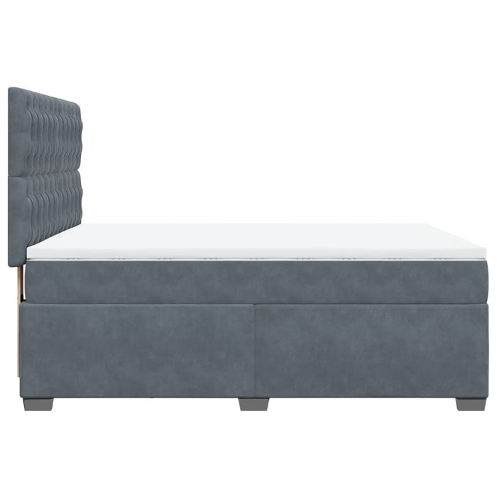 Pat box spring cu saltea, gri închis, 140x190 cm, catifea - WALTI WALTI